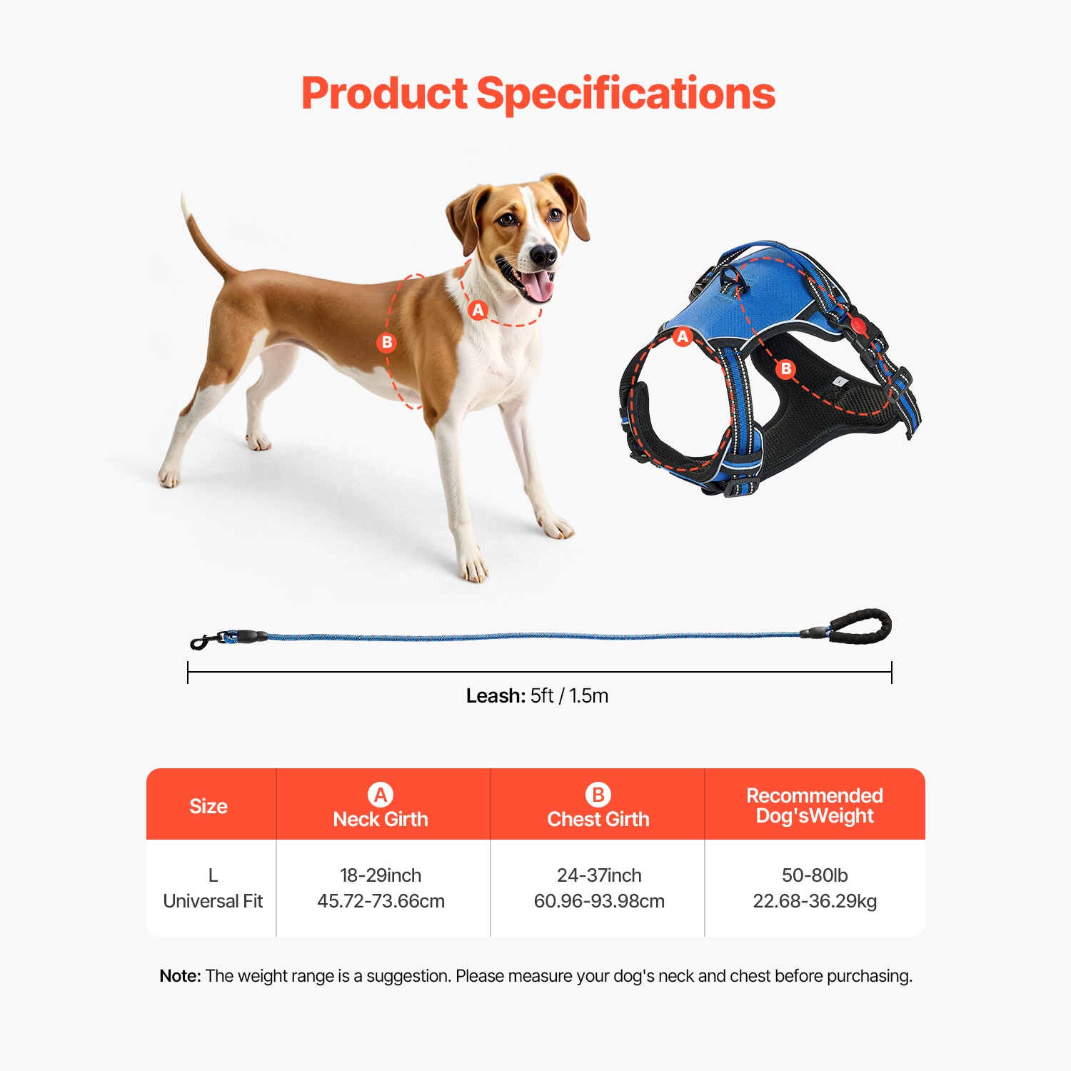 Dog Harness For Large Dogs No Pull Adjustable Dog Vest Pet Harness With Leash_voghion.com